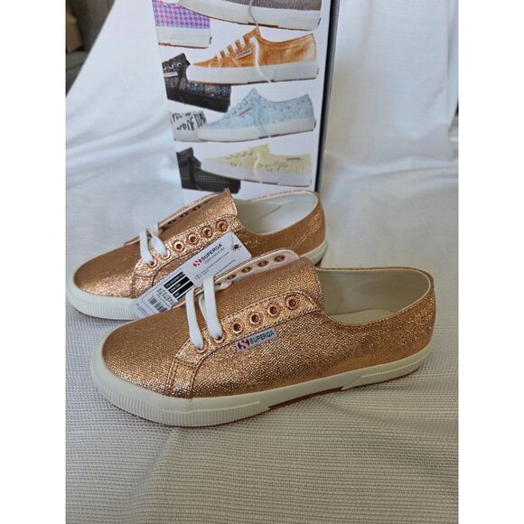 Superga 2750 Fantasia Rose Gold Sneakers Vulcanized Rubber Sole & Cotton Lining - Picture 6 of 8